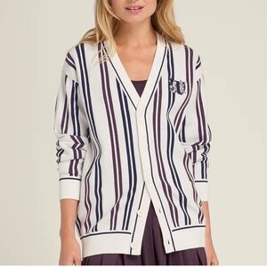 NEW Wilson Throwback Cardigan Retro Striped Preppy Cardi Sweater Size Medium